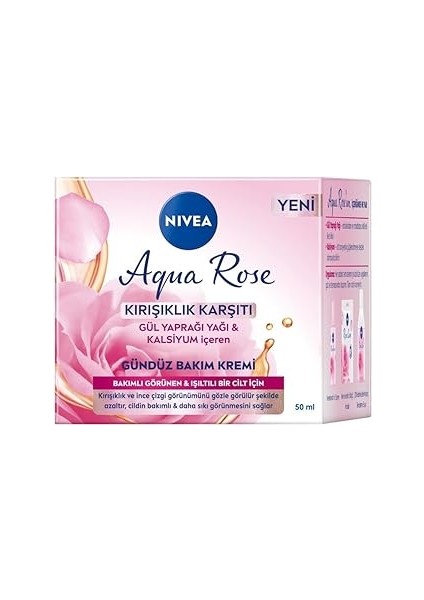Aqua Rose Kırışıklık Karşıtı Gündüz Yüz Bakım Kremi 50ML, Kalsiyum, Ince Çizgi Görünümü, Sıkı Cilt