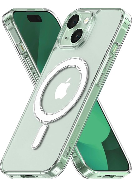 Apple iPhone 15 Kılıf Magsafe Wireless Kablosuz Şarj Destekli Şeffaf Darbe Emici Kapak