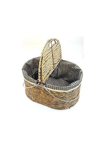 Auracane Hasır Piknik Sepeti – Iki Kapaklı, Büyük Boy, Doğal Hasır El Örgüsü Piknik Sepeti, Şık ve