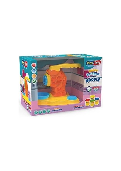 Playtoys Happy Noodle Oyun Hamuru Seti, 4X55GR (Toplam 220GR), 4 Farklı Hamur Kesme Kafası