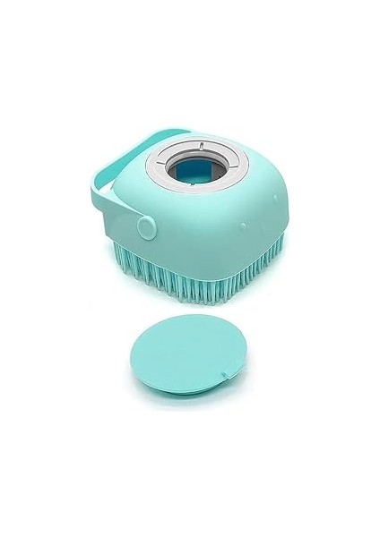 Şampuan Hazneli Kedi ve Köpek Evcil Hayvan Yıkama Fırçası Silikon (Mavi̇)