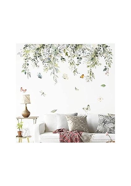 Aputue Duvar Çıkartması, 2 Adet Yeşil Bitki Duvar Çıkartması, 30 x 90 cm Duvar Kağıdı, Çocu