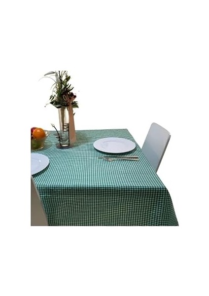 Enoteks 160X170 cm Yeşil Küçük Kare Desen Pötikareli Masa Örtüsü, Sofra Bezi, Piknik Örtüsü