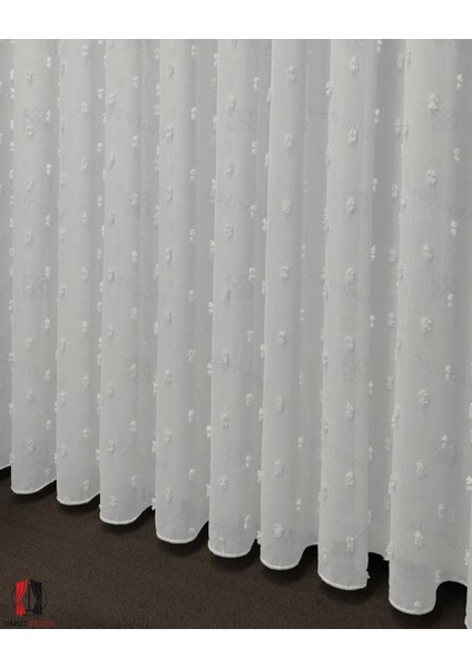 Ponpon Desenli Premium Dokulu 1/3 Sık Pileli Tül Perde Ağır Gramaj fiyatları