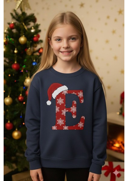 E Harfli Yilbasi Temali Unisex Sweatshirt