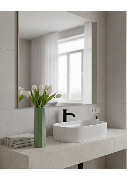 Yeşil Çizgili Modern Dekoratif Taş Vazo Şık Salon ve Masaüstü Aksesuar modelleri