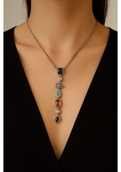 Baget Zirkon Taşlı Çelik Y Kolye fiyatları