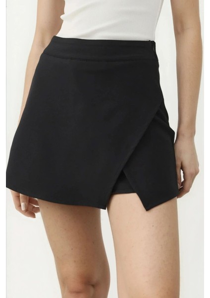 Kadın Yüksek Bel Mini Şort Etek Siyah
