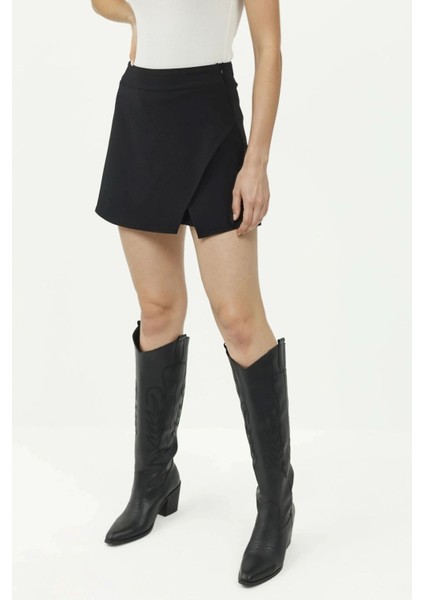 Kadın Yüksek Bel Mini Şort Etek Siyah fiyatları