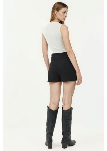 Kadın Yüksek Bel Mini Şort Etek Siyah modelleri