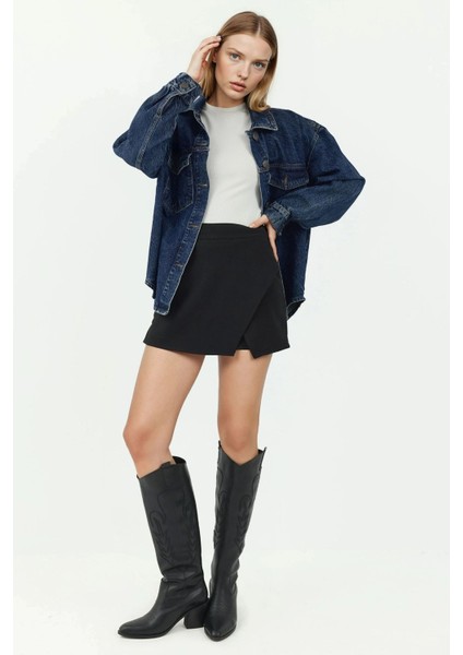 Kadın Yüksek Bel Mini Şort Etek Siyah fırsatları