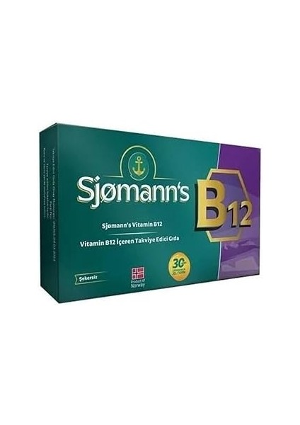 Sjomann's Vitamin B12 (1000MCG) Içeren Takviye Edici Gıda 30 Adet Çiğnenebilir Form Şekersiz Ta