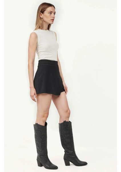 Kadın Yüksek Bel Mini Şort Etek Siyah indirimleri