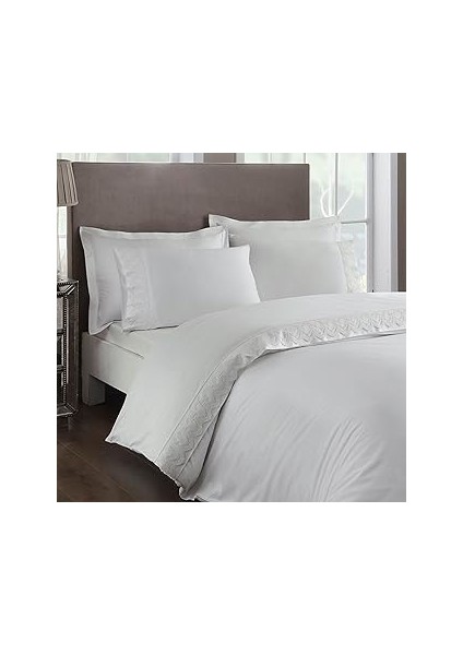 Taç Sadrino DÜZ%100 Pamuk Saten Nevresim Takımı, Beyaz, Çift Kişilik (Nevresim: 200X220 Cm/çarşaf: