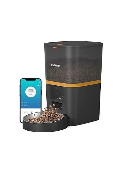 Haustier QQ003-V2 Akıllı Kedi Köpek Otomatik Mama Kabı, Tuya App-Wifi Uzaktan Kontrol, 6lt Hazne (S