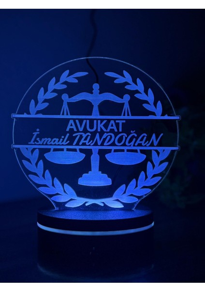 Kişiye Özel Isimli Avukat LED Masa Lambası - Adalet Terazisi Hediyesi