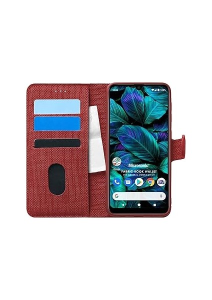 Microsonic General Mobile 20 Için Kılıf Fabric Book Wallet Kırmızı [gm 20 ile Uyumlu Kılıf - Kır