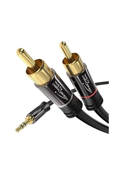 Kabeldirekt – Cinch'ten 3,5mm Jack'a Adaptör Kablosu – 1m – Çok Yönlü Tak ve Çalıştır Ses Kablosu (