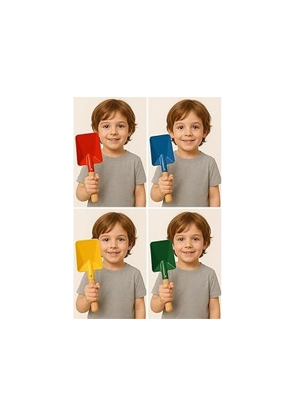 Proalet Saplı Bahçe Küreği, Renkli Metal Başlık, Ahşap Sap, Hobi Bahçesi, Hayvan Yemi Verme, Ç