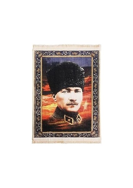 Colorix Carpet Atatürk Resimli Duvar Halısı Saçaklı No: 1 50X70 cm