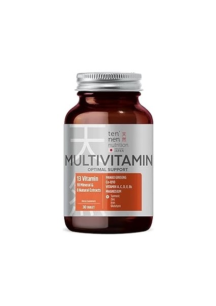 Tennen Nutrition Multivitamin - Panax, Ginseng Koenzim Q10 Multivitamin ve Mineraller, 30 Ta