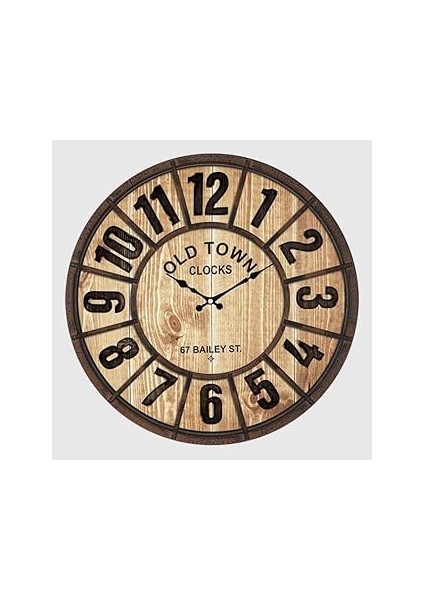 Old Town Serisi Bölme Kadranlı Duvar Saati 50 cm Fındık Renkli