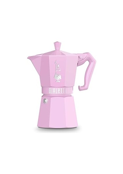 - Moka Exclusive: 6 Cups Ocak Üstü Espresso Pişirici - 270ML - Pembe Renk - Alüminyum Gövd