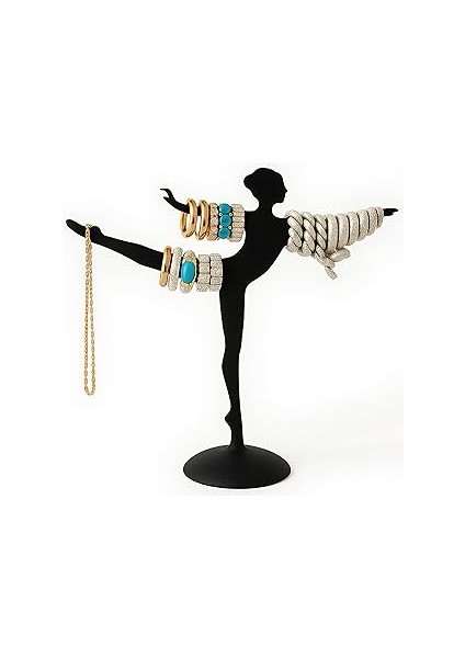 Kanji Balerin Takı Standı Siyah – Minimalist Küpe, Yüzük ve Kolye Düzenleyici | 3D Baskı Çevre Dost