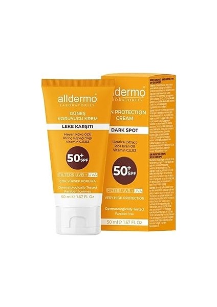 Alldermo Leke Karşıtı Güneş Koruyucu Krem SPF50 50 ml