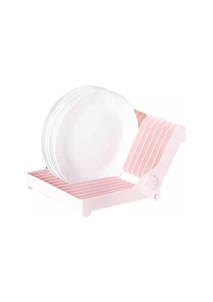 Katlanabilir Bulaşık Rafı, 12 Tabak Kapasiteli, 14-30 cm Uyumlu, Bpa Içermez, Pembe/beyaz/yeşil