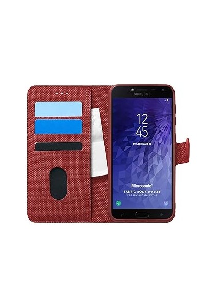 Microsonic J4 Için Kılıf Fabric Book Wallet Kırmızı [galaxy J4 ile Uyumlu Kılıf - Kı