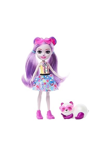 Enchantimals Glam Party Pemma Panda - En Iyi Hayvan Dostu Mandallı Bebek, Sevimli Ayı Kulakları ve