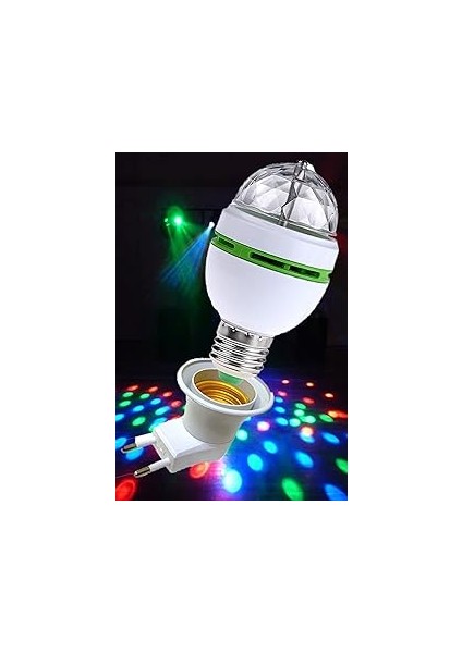Mobee Renkli Disko Ampulü Lambası E27 Duy LED Ampul Dönen Disco Topu