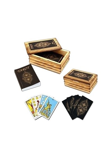 Star Okey Tarot Oyun Kartı Ahşap Kutulu