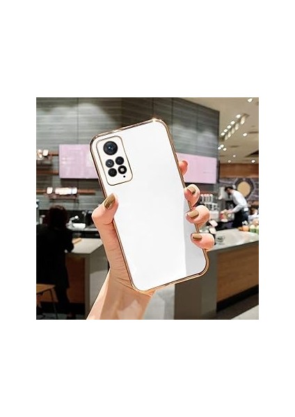 Zebana Note 11 ile Uyumlu Kılıf Zebana Golden Silikon Kılıf Beyaz