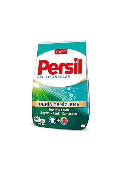 Toz Sık Yıkananlar Çamaşır Deterjanı 3 Kilogram 20 Yıkama, Sık Yıkananlar 3kg