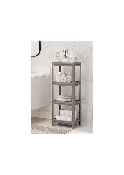 Mithra Life 4 Katlı Hazneli Plastik Gri Banyo Mutfak Balkon Düzenleyici Rafı MIT1193