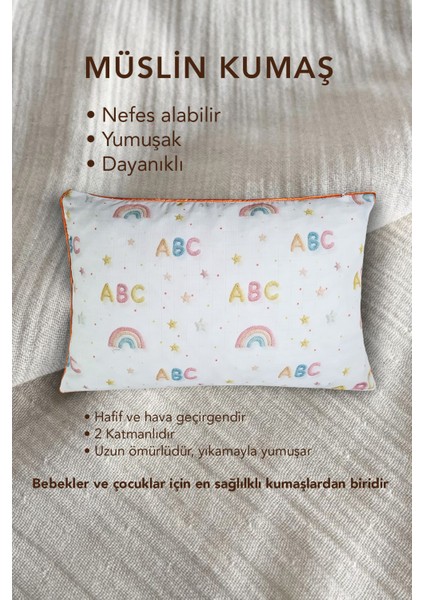 2 Adet Müslin Kumaşlı Ortopedik Çocuk Yastığı,visco Parçacıklı Pamuk Kılıflı 40*60 *1100 Gr(Abc) modelleri