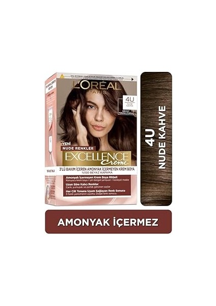 L'oréal Paris Excellence Creme Nude Renkler Saç Boyası - 4u Nude Kahve