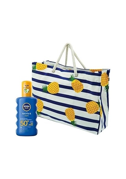 Sun Spf 50+ Koruma & Nem Nemlendirici Güneş Kremi Sprey 200 ml + Plaj Çantası