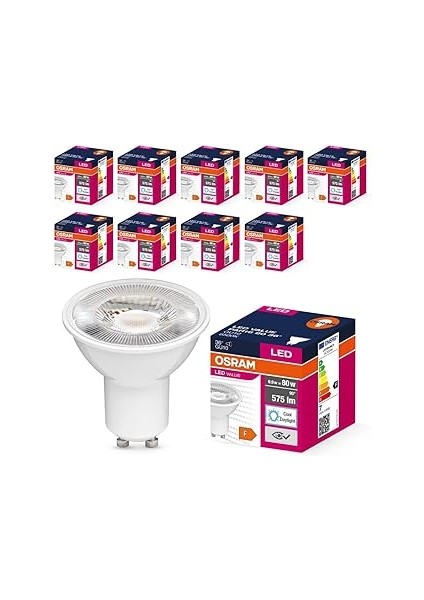 Osram LED Value PAR16 GU10 6.9W (80W Eşdeğeri) 6500K Soğuk Beyaz, 600 Lm, 36° Spot, Cri≥80, Cam Göv