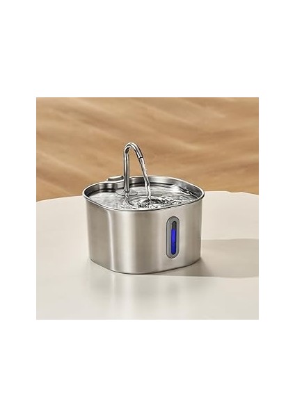 2.2 L Su Seviyesi Göstergeli Paslanmaz Çelik Kedi Köpek Için Su Pınarı Su Çeşmesi Su Sebili Sessiz