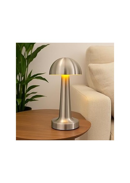 Lotus Krom Dokunmatik Şarjlı Masa Lambası – LED Işıklı, 3 Renk Modu (6500K-3200K-AMBER), Dimlenebil