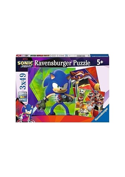 Ravensburger, 3X49P Puzzle Sonic, Çocuk Puzzle