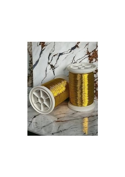 Gürbüz Filografi 0.30MM (100GR -150M) Bakır Üstü Gümüş Kaplı Altın Renkli Filografi Teli