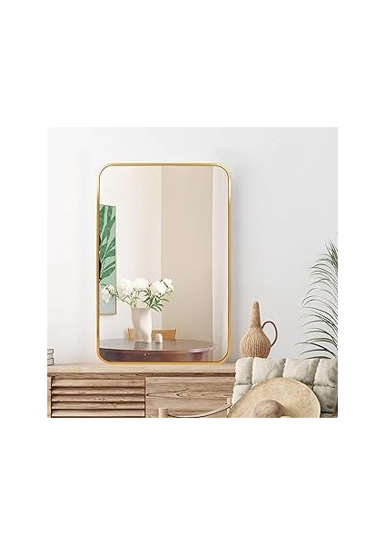 Mallart® Hd Dikdörtgen Duvar Aynası 50X70 cm | Alüminyum Çerçeveli Banyo ve Salon Aynası | Yüksek K