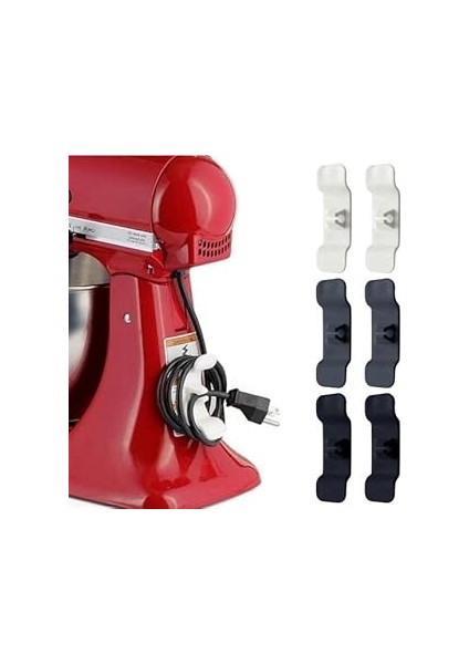 6'lı Pratik Kablo Toparlayıcı Yapışkanlı Klips Mutfak Fryer Kettle Kahve Tost Ma