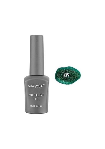 Alix Avien Işıltılı Yeni Yıl Yeşili Kalıcı Oje 89-Yoğun Renk Veren Oje 12 Ml-Nail Uv Gel Polish