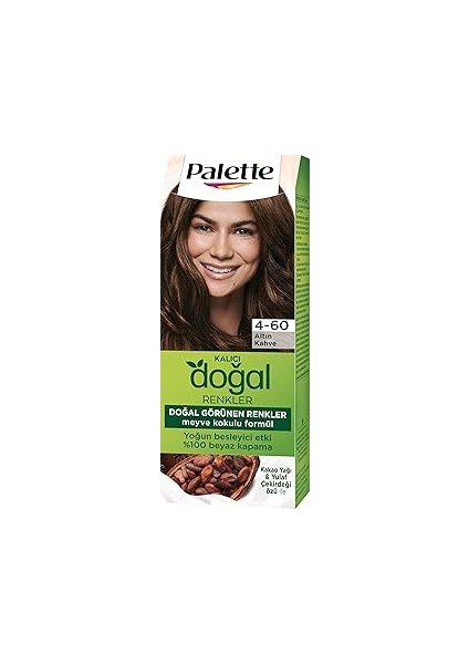 Palette Kalıcı Doğal Renkler 4-60 Altın Kahve Kakao Yağı & Yulaf Çekirdeği Özlü Saç Boyası