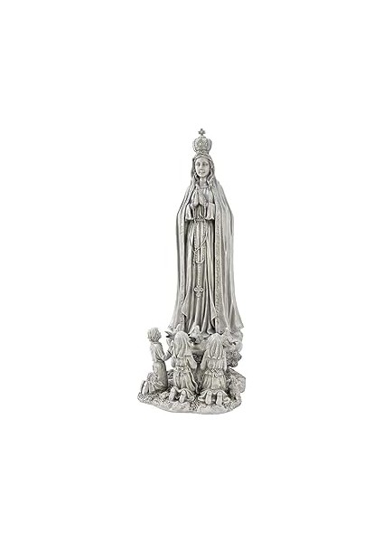 Toscano Our Lady Of Fatima Büyük Ölçekli Heykel, Antika Taş, Büyük